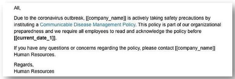 Fake Workplace Policy Email Example