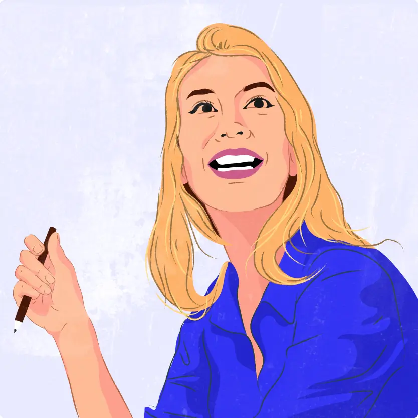 Woman holding pen illustration