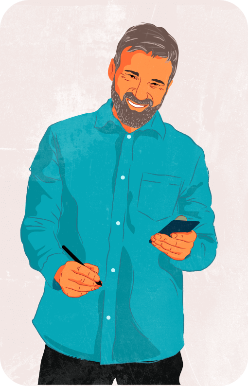 Man with Phone Illustration